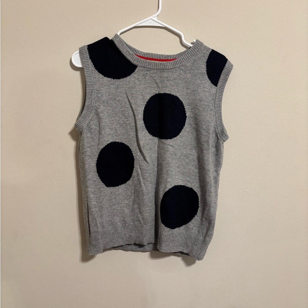 Boden Sleeveless sweater with Navy Polka Dots